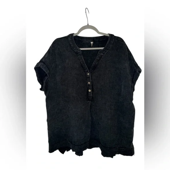 Chic Soul Women’s 2X/3X Cute And Carefree Top, Ash Black Plus Size Short Sleeve - Picture 9 of 11